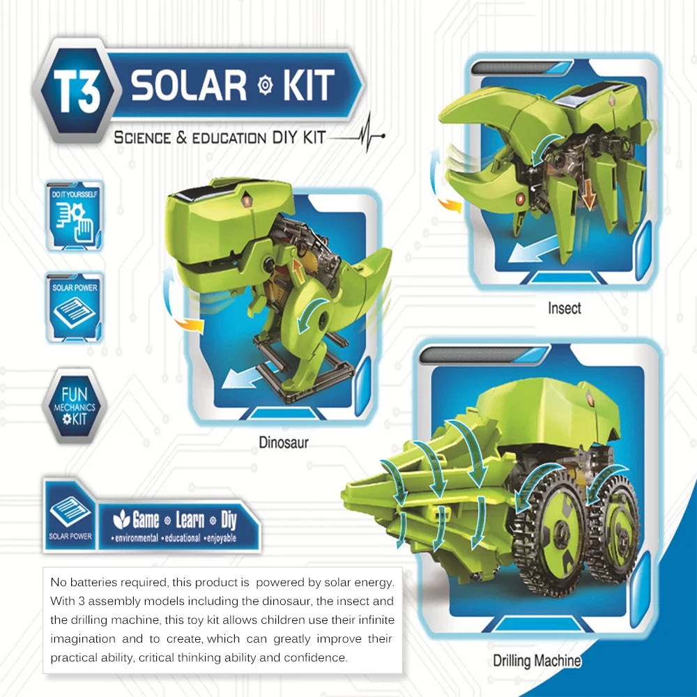 3 in 1 Solar Robot DIY STEM Science Experiment Assembly Model Q210