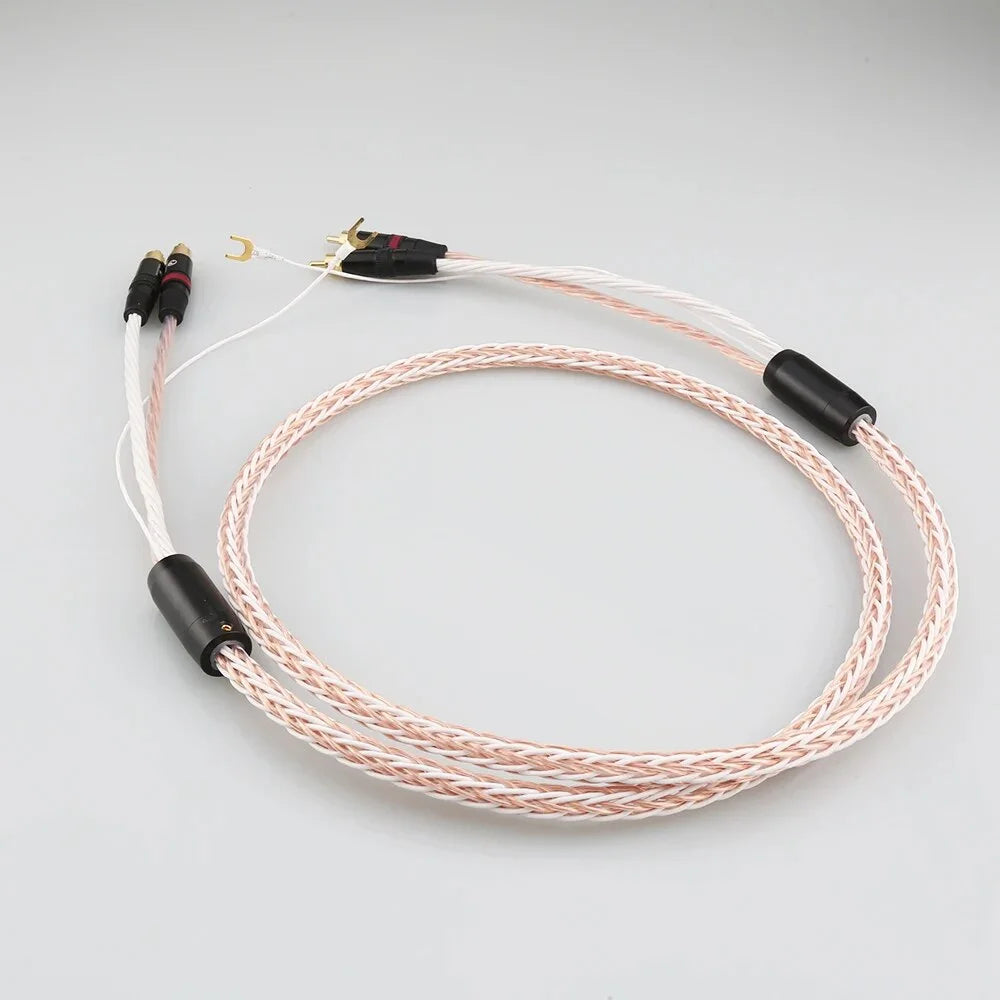 2RCA to 2RCA Grounding Y Plug Audio Phono Tonearm Cable 1m N859