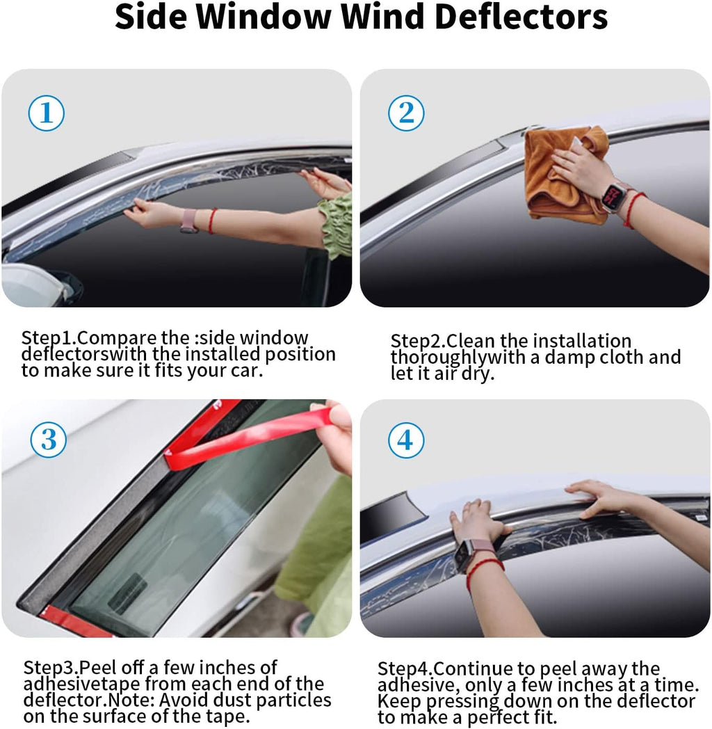 4-Piece Rain Guards Side Window Deflectors J975