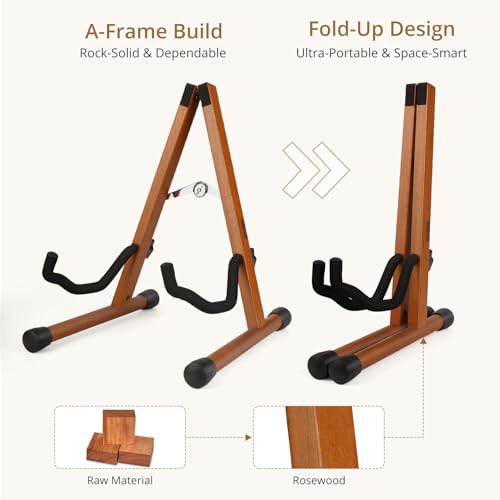 Hardwood Black Foldable Guitar Stand I92216