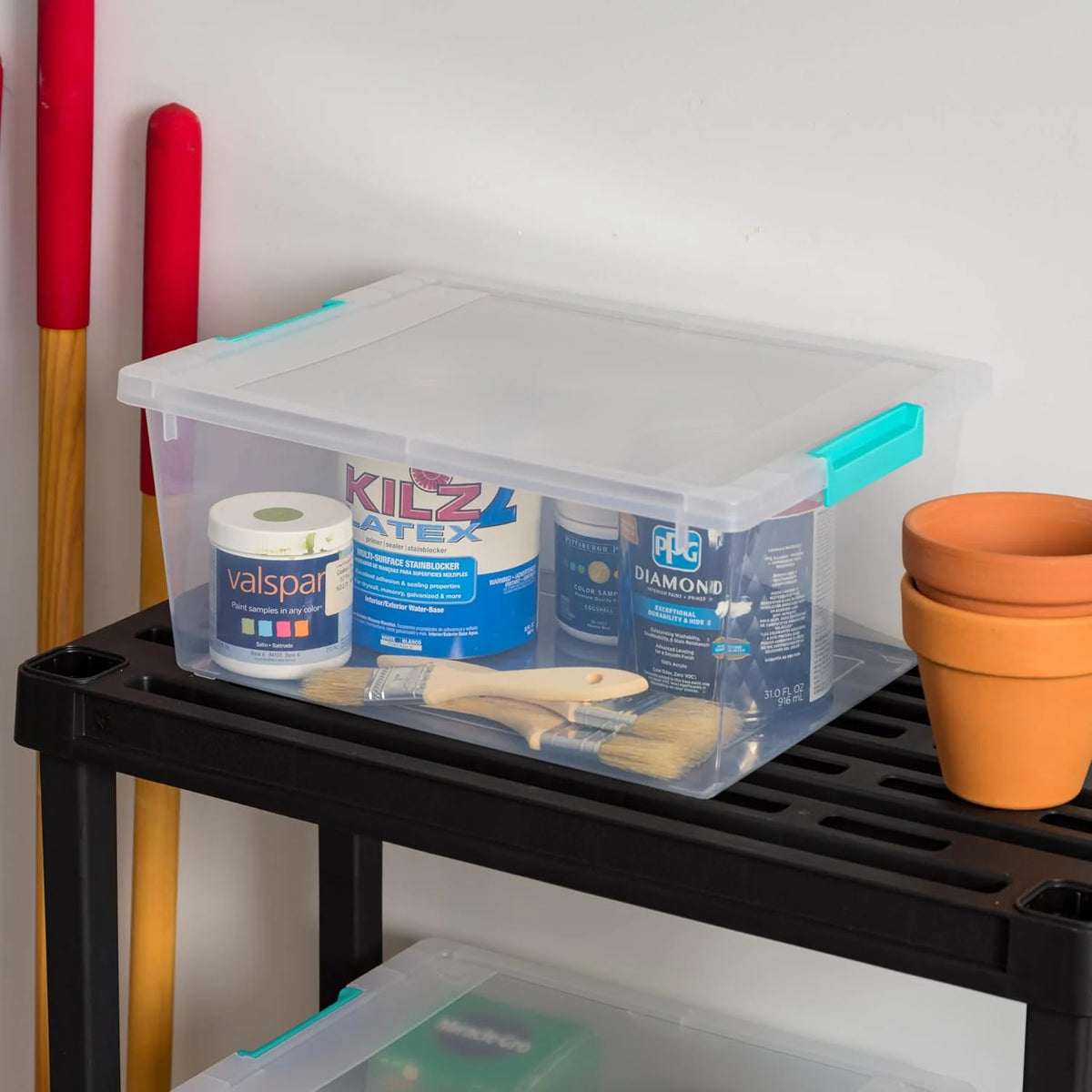 12 Qt Plastic Storage Bins, 4 Pack R4869