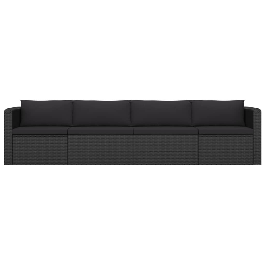 4 Piece Poly Rattan Patio Sofa Set with Cushions Black Z104