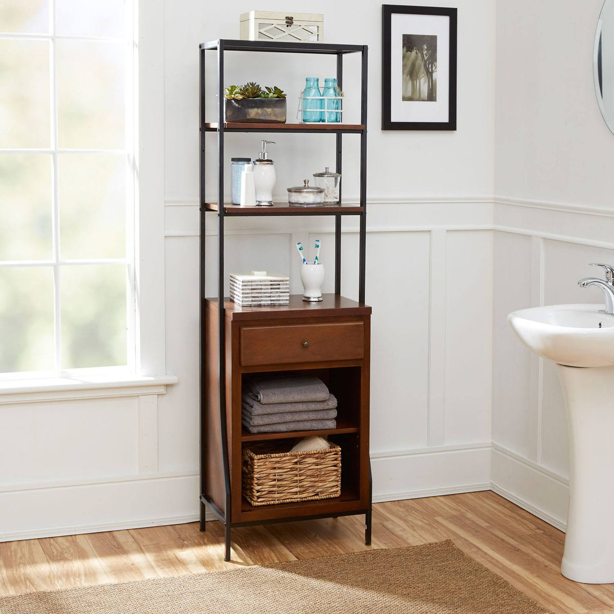 Espresso Storage Linen Cabinet L5092