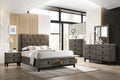 Fabric Rustic Gray Oak King Bedroom Set 6PCS A866588