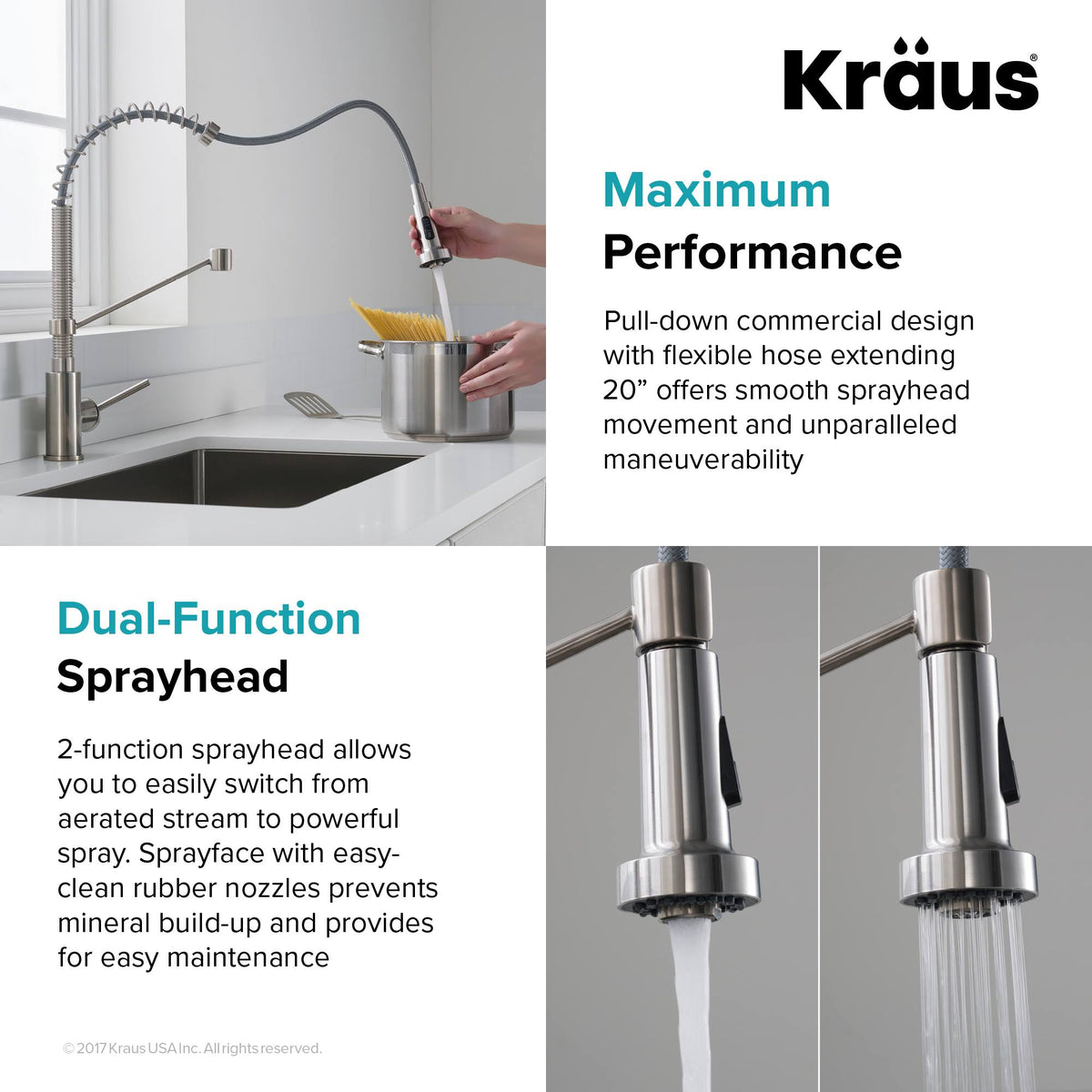 Commercial Kitchen Faucet with Soap Dispenser, Spot Free Stainless Steel S7699