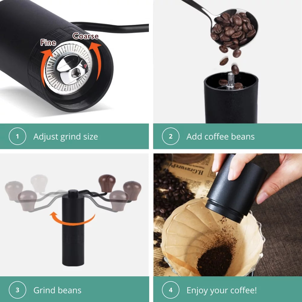 Manual Burr Coffee Grinder with Coarseness Adjustment Dial A7321