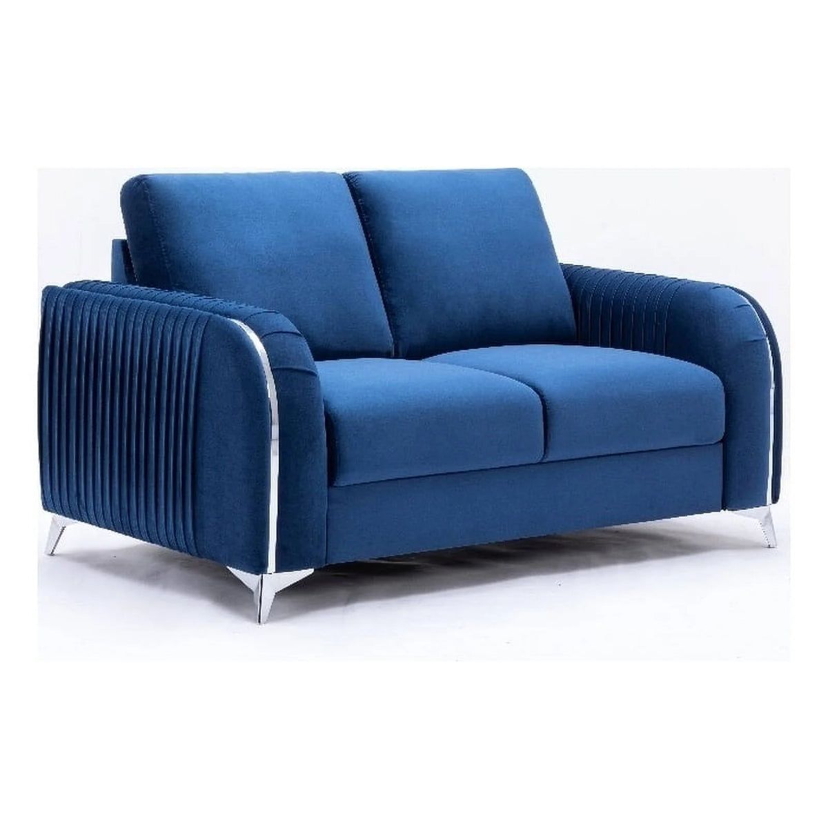 Blue Velvet Upholstered Loveseat F6368