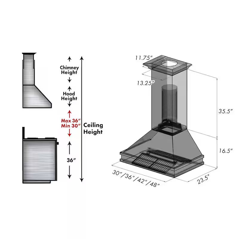 30 in. 400 CFM Ducted Wall Mount Range Hood C960469