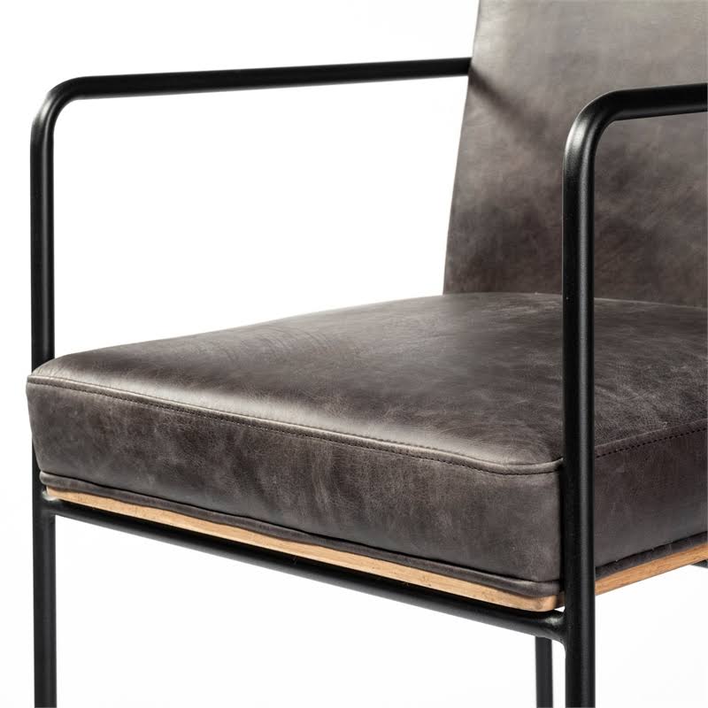 Black Leather Bar Stool V8532