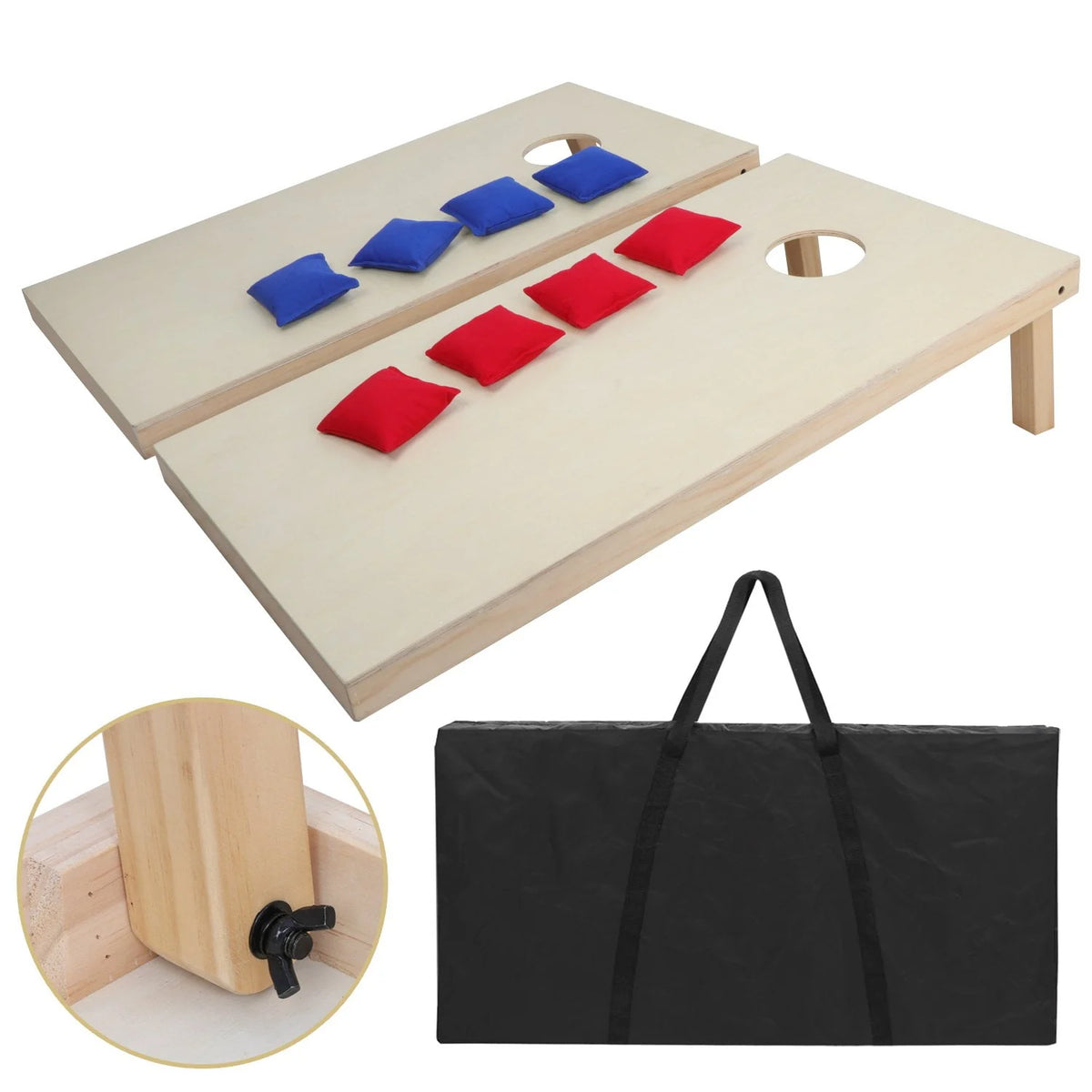 3ft X 2 ft Solid Wood Cornhole Bean Bag Toss Game Set with Carrying Case L895