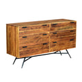 58 Inch Acacia Wood Sideboard with 6 Drawers and Iron Base C17596