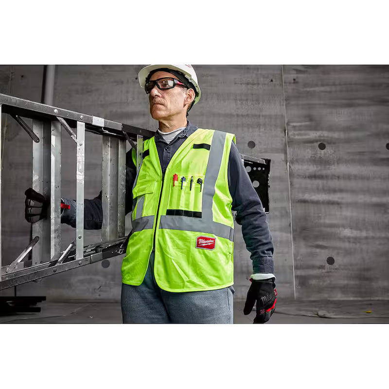 Yellow Class 2 High Visibility Safety Vest with 10 Pockets K45740