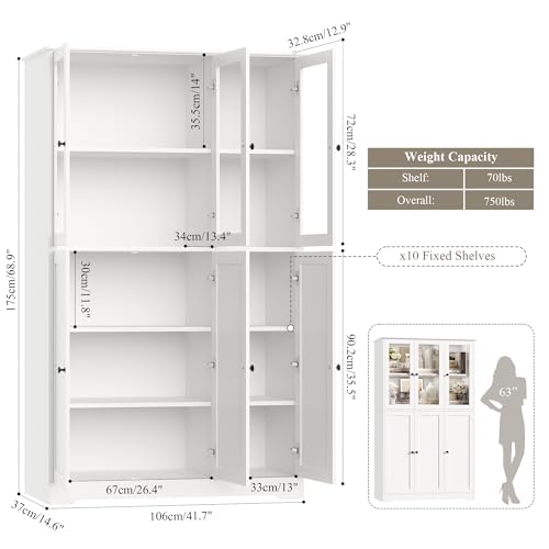 Grey 69" Tall Bookshelf with Storage Cabinet L4913