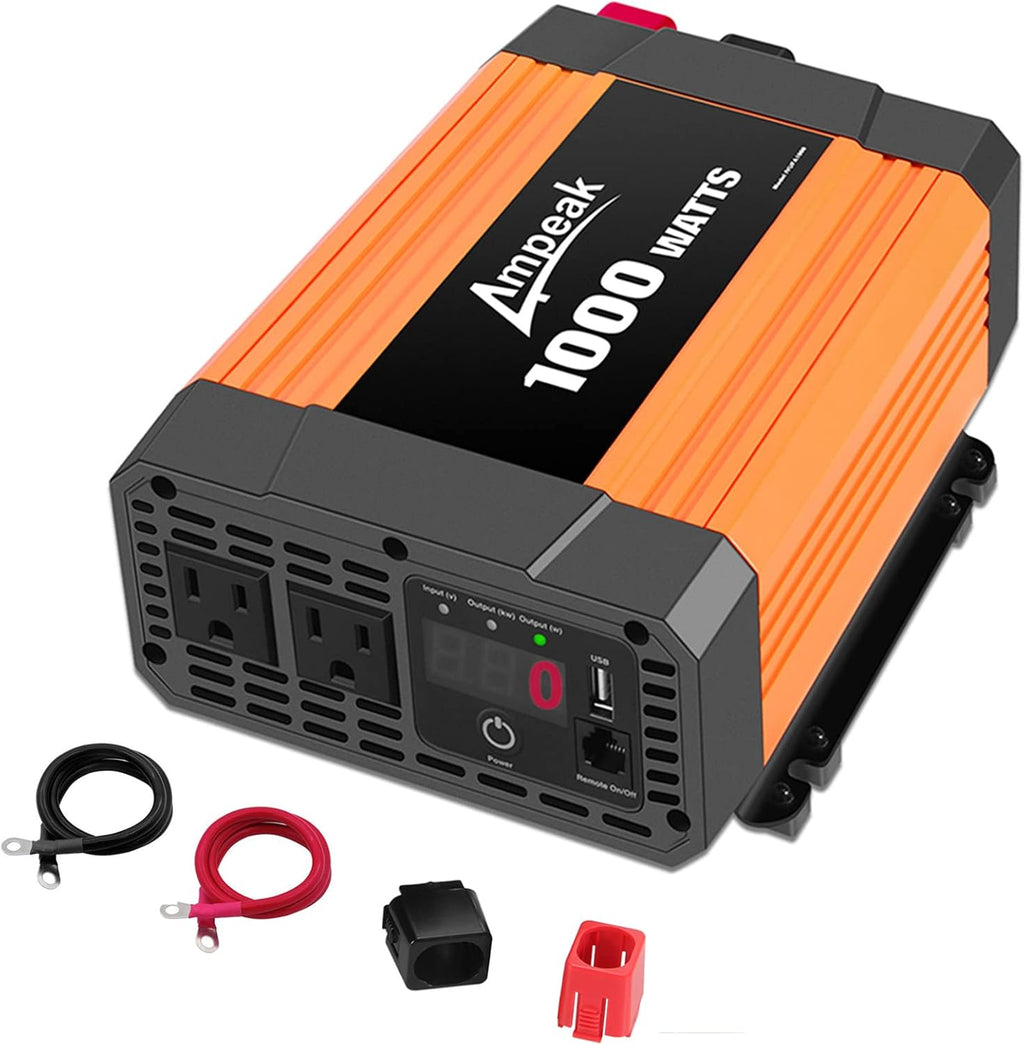 2000W Power Inverter 12V to 110V Digital LCD Display 3AC Outlets 2.1A USB U1896