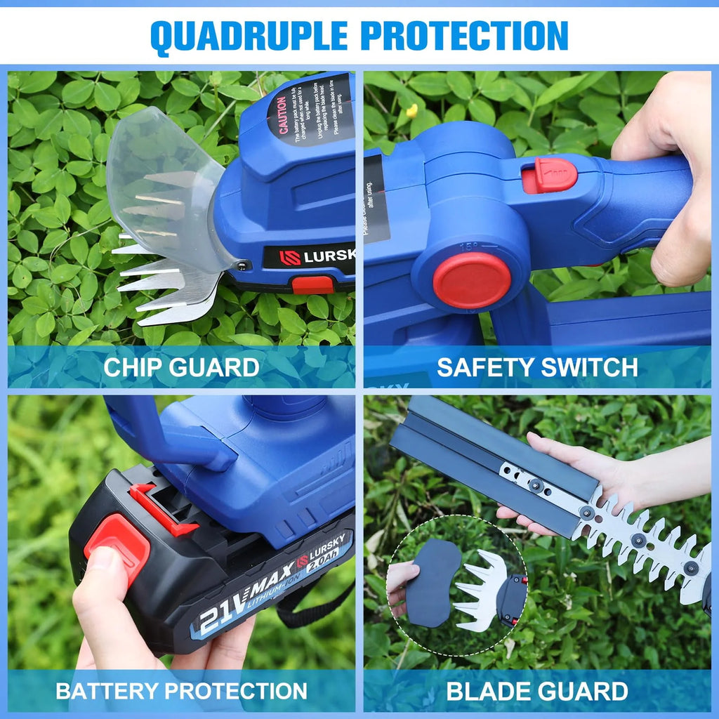 Cordless Hedge Trimmer 2-in-1 Grass Shears and Shrub Trimmer 21V Blue W826154