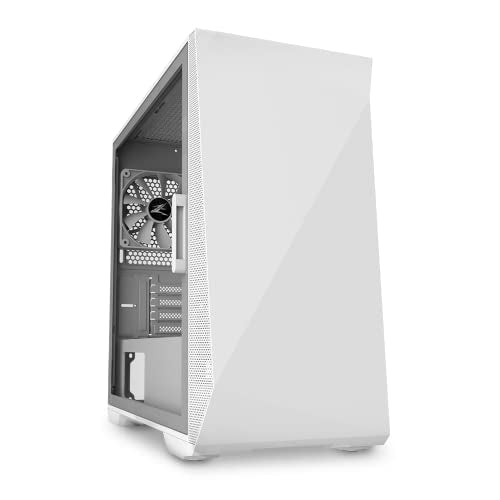 White mATX PC Case with Tempered Glass Side Panel Y545762