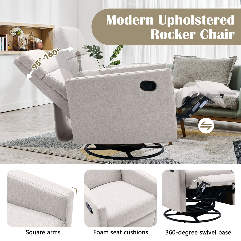 Tan Upholstered Swivel Recliner Chair N519