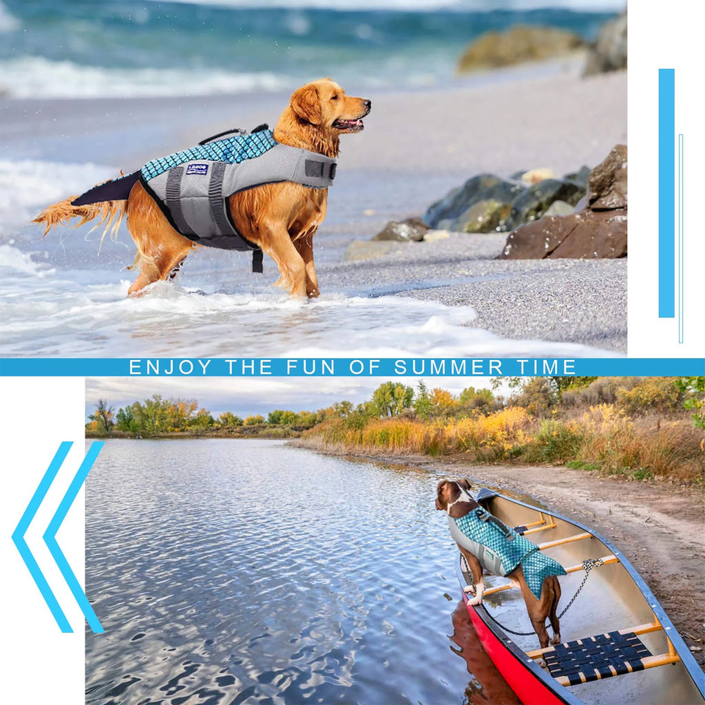Dog Life Jacket with Rescue Handle, Reflective Adjustable Life Vest E427