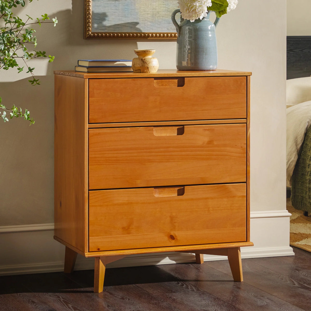 Solid Wood Walnut 3-Drawer Dresser T631