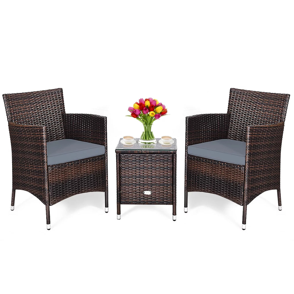 Outdoor Rattan Conversation Set 3 Pieces Q28404