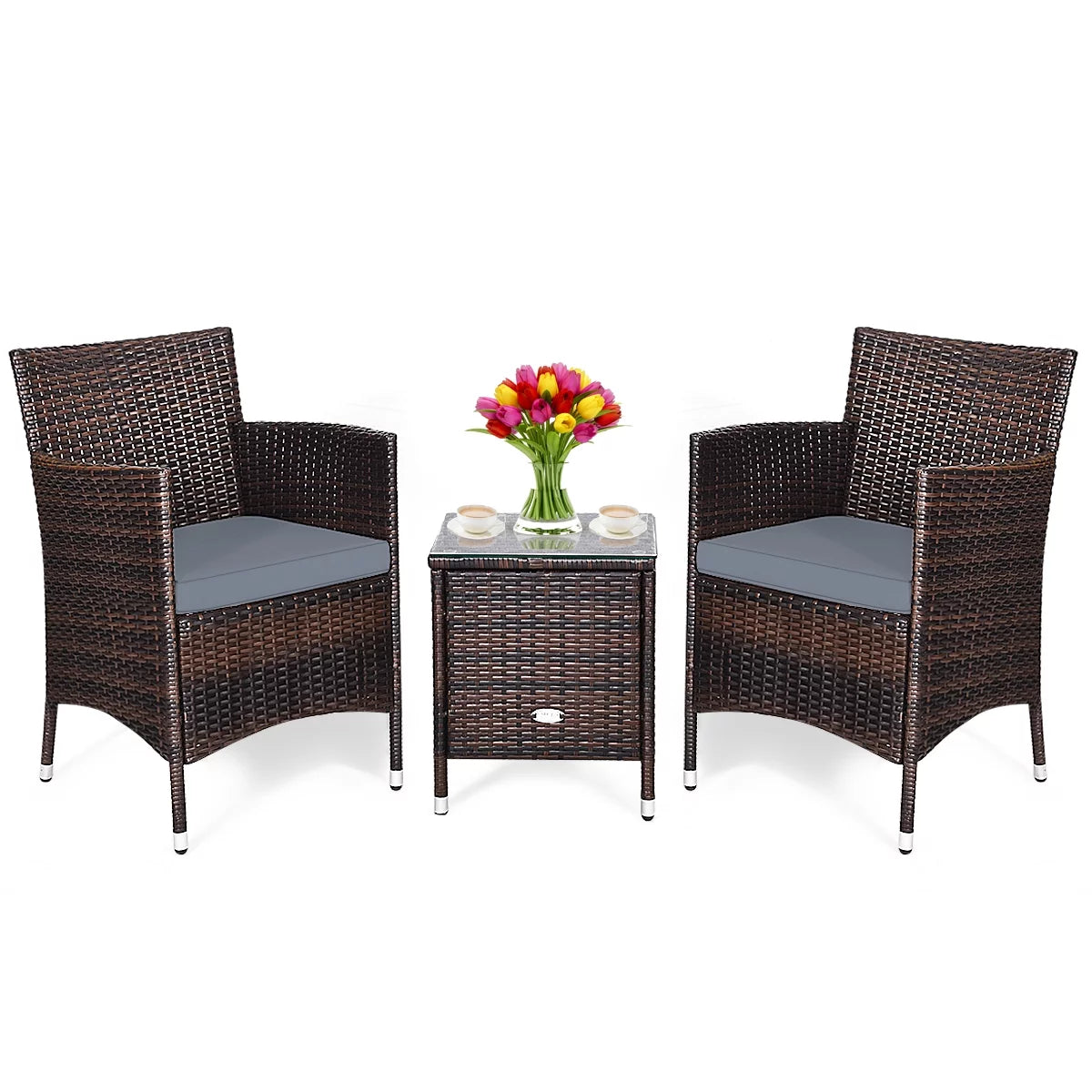 Outdoor Rattan Conversation Set 3 Pieces Q28404