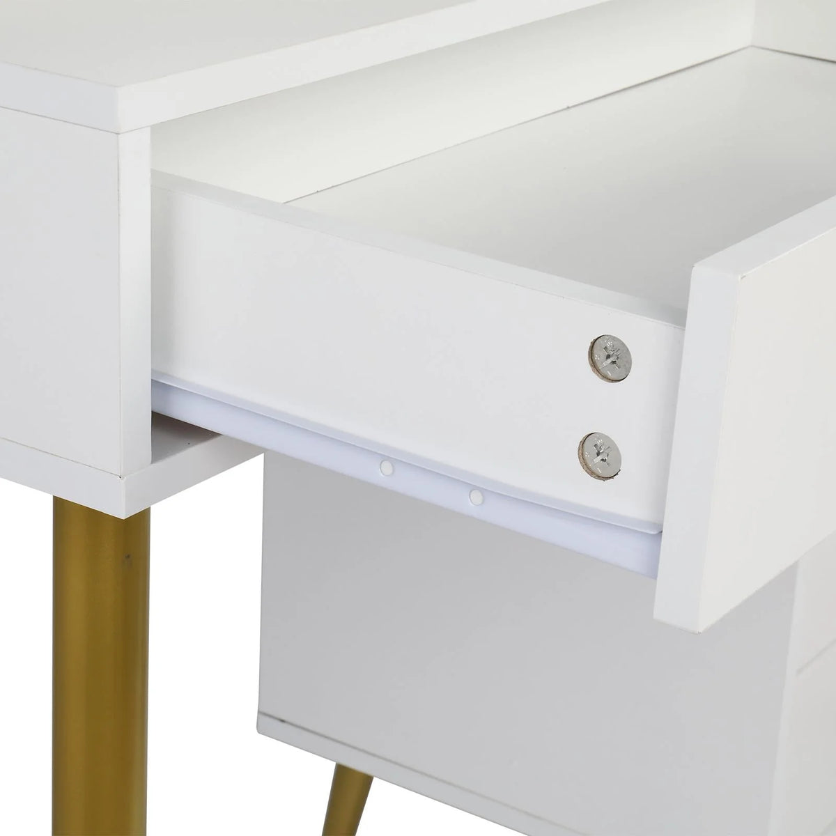 White Vanity Table Set with Lighted Mirror and 4 Drawers J4504