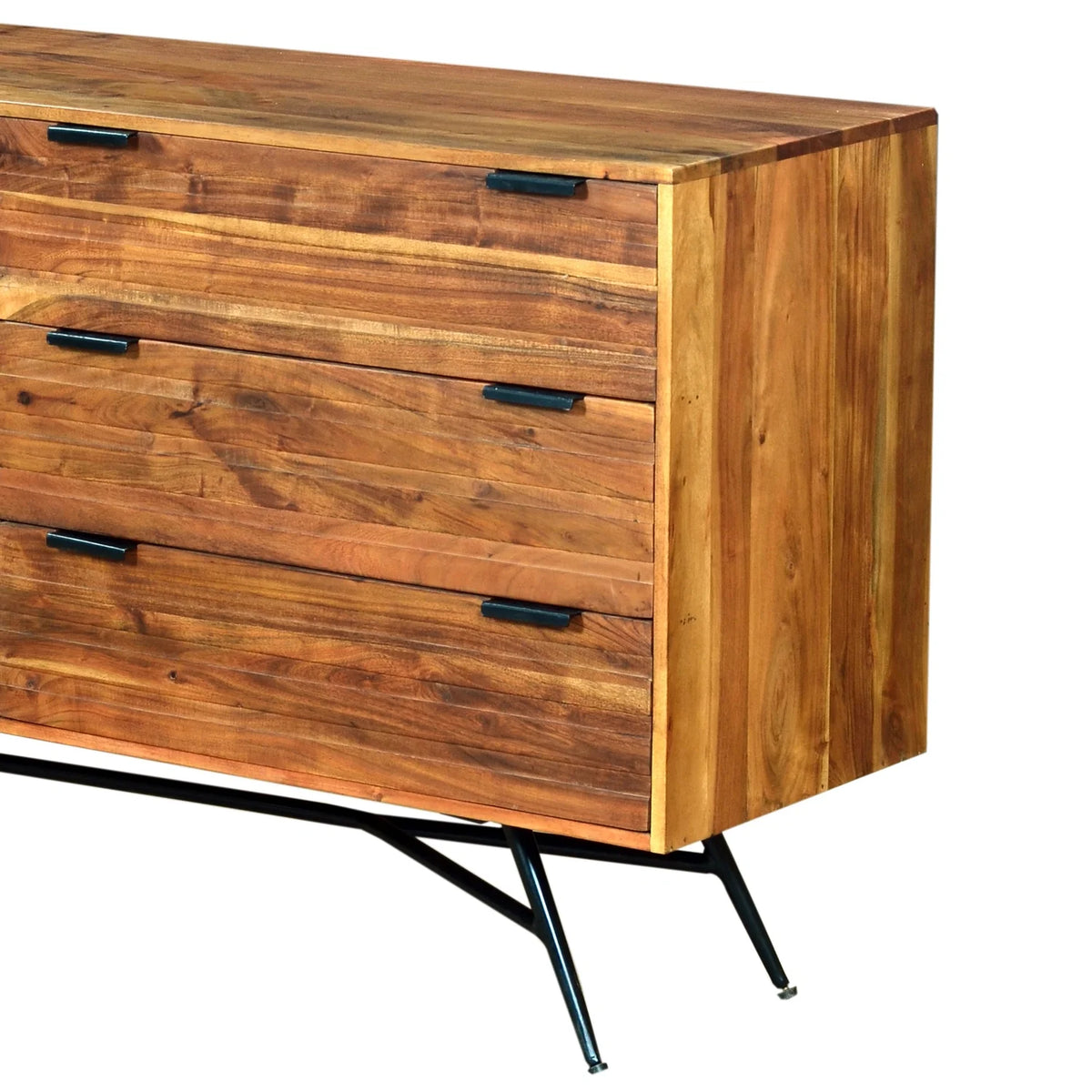 58 Inch Acacia Wood Sideboard with 6 Drawers and Iron Base C17596