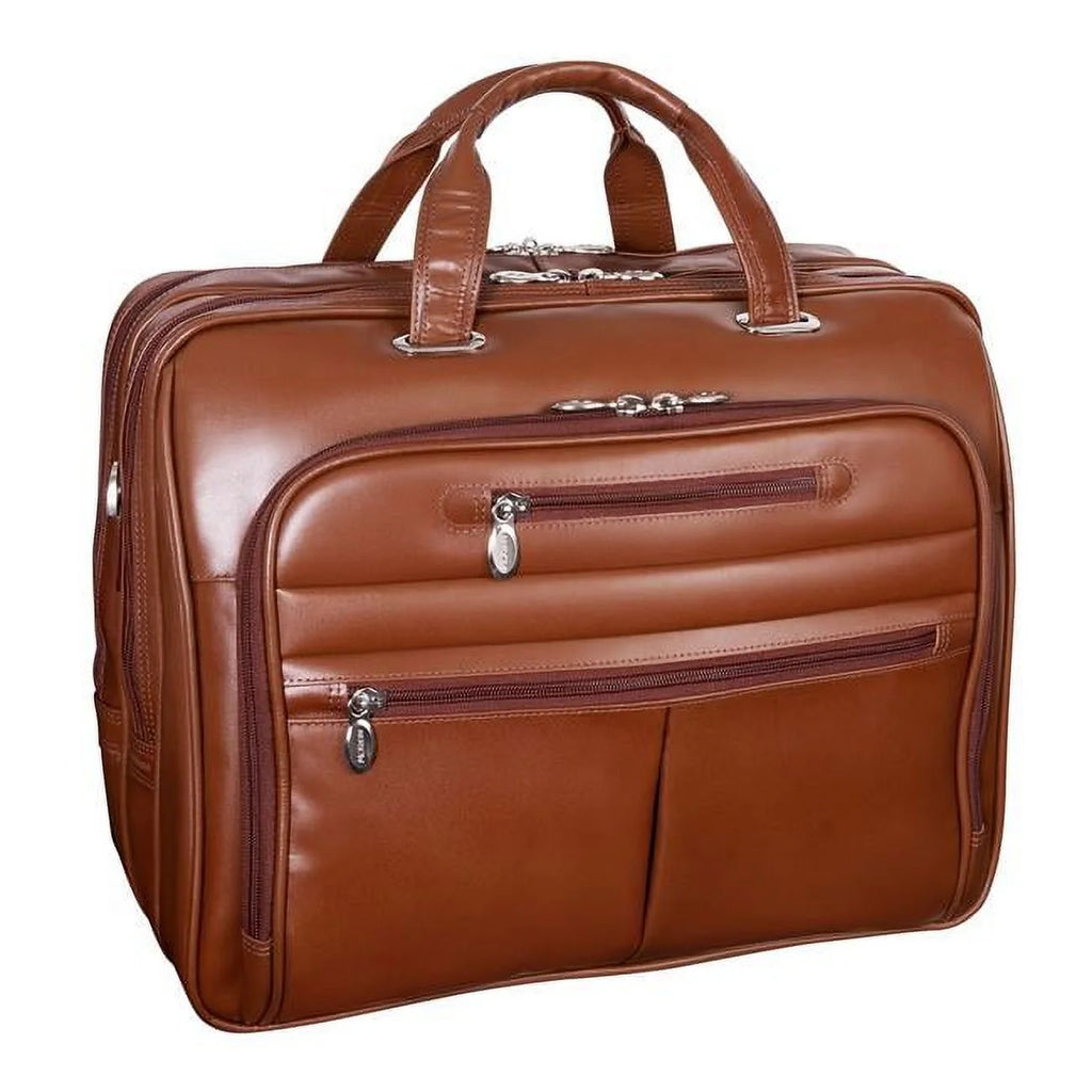Brown Top Grain Cowhide Leather Laptop Briefcase X67012
