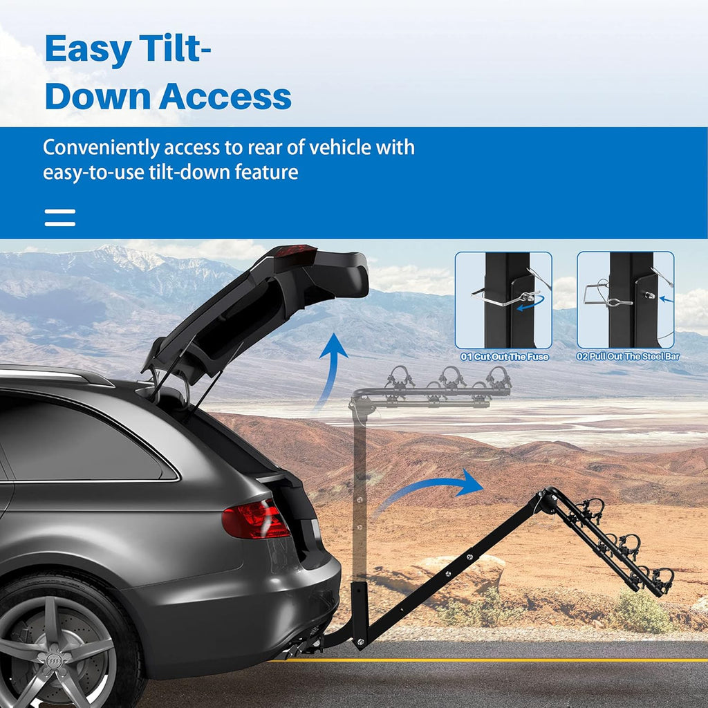 3 Bike Rack, Heavy Duty Rear Hitch Mount Bicycle Carrier with 2 Receiver R731
