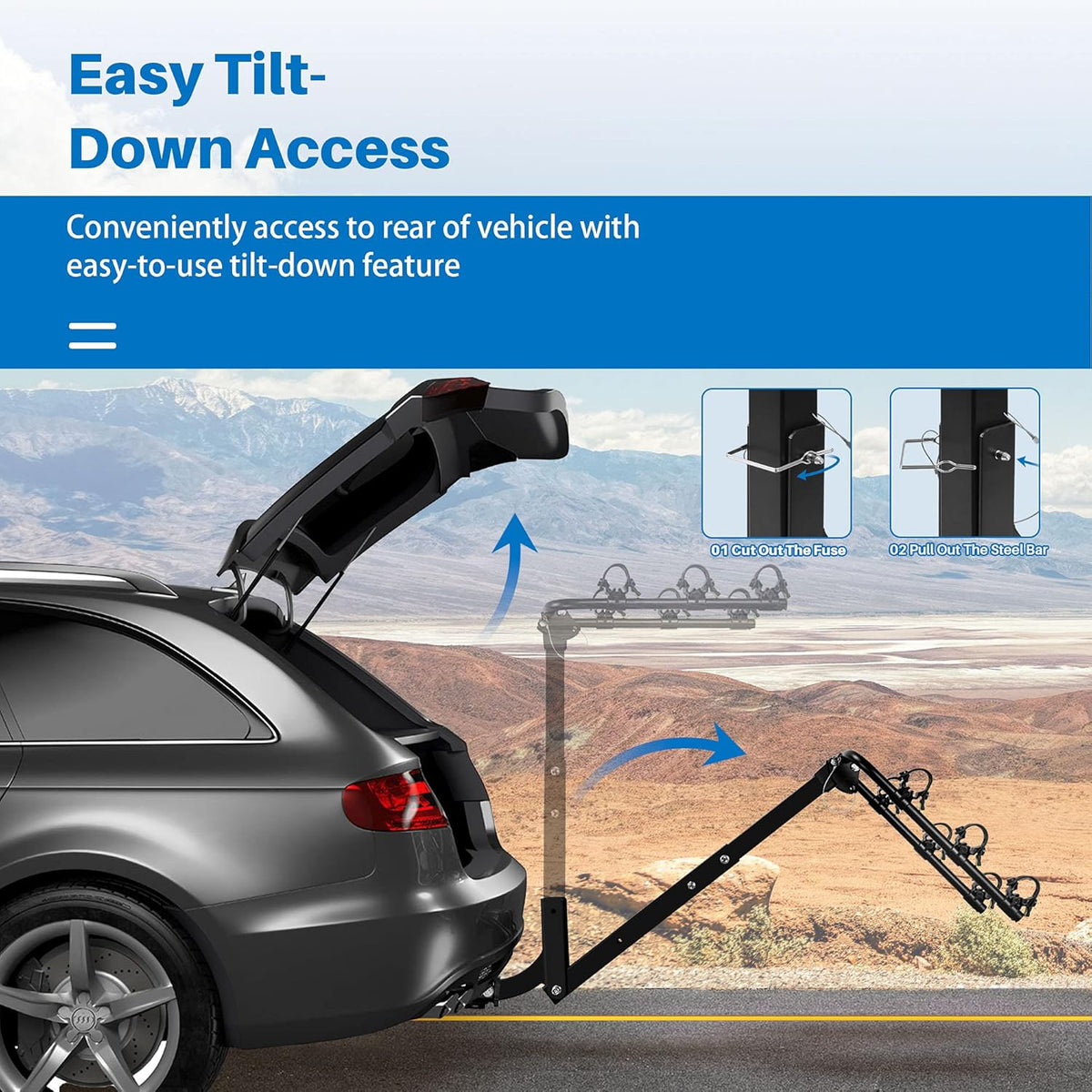 3 Bike Rack, Heavy Duty Rear Hitch Mount Bicycle Carrier with 2 Receiver R731