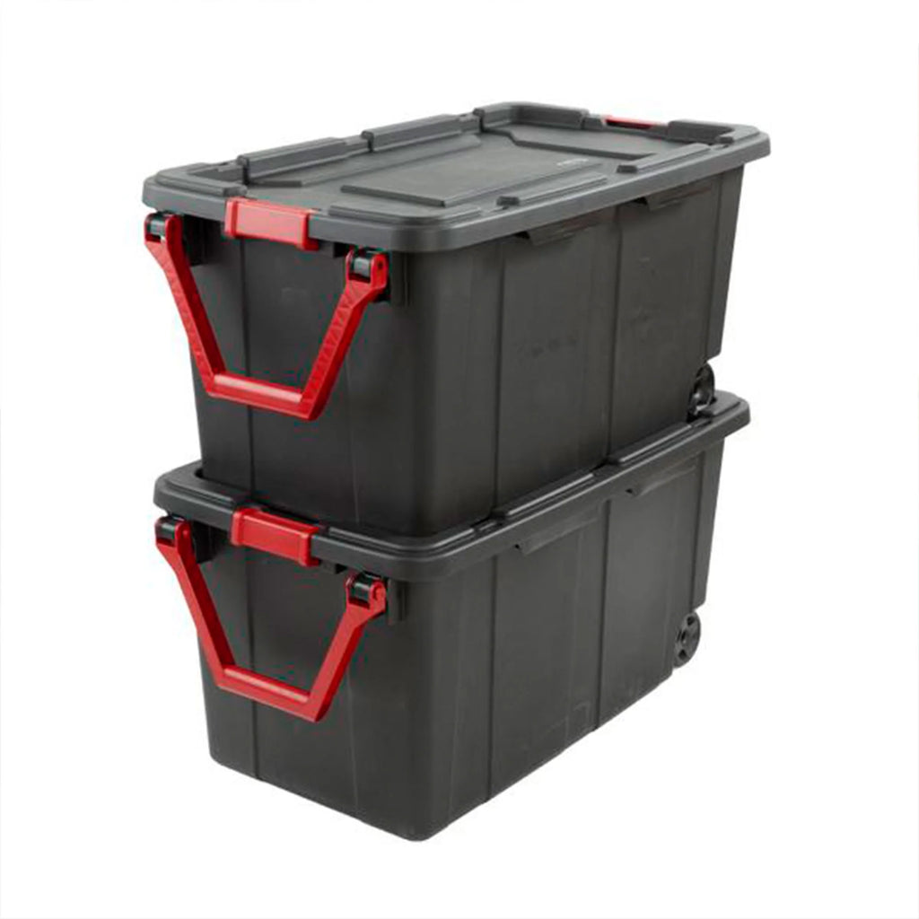 Black 8 Pack 40 Gallon Wheeled Storage Tote D2809