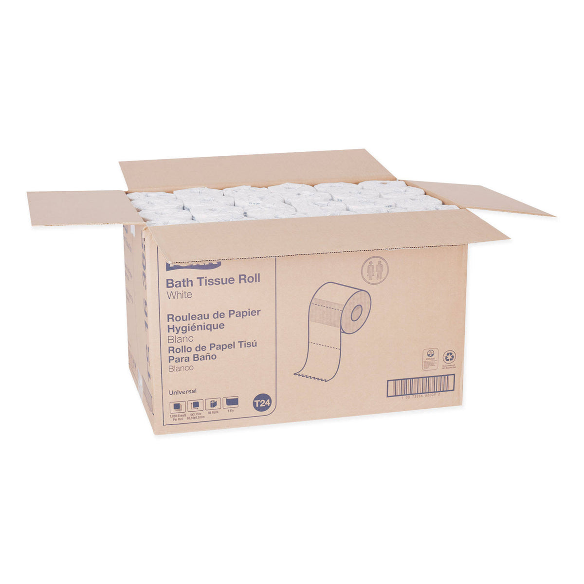 White 1-Ply Bath Tissue, 1000 Sheets/Roll, 96 Rolls/Carton M3353