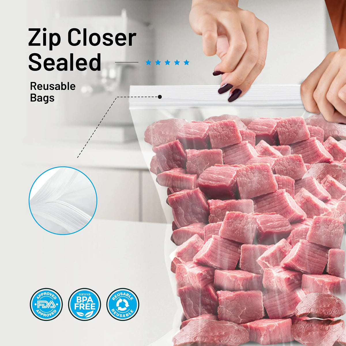 Extra Large 3 Gallon Storage Bags with Zipper, 16x18 Inch Thick Plastic, Reusable Freezer Bags B4866