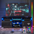 LED TV Stand with 2 Doors and Glass Shelf N5479