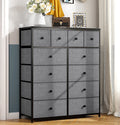 Pink 12 Fabric Drawers Dresser with Wood Top T138