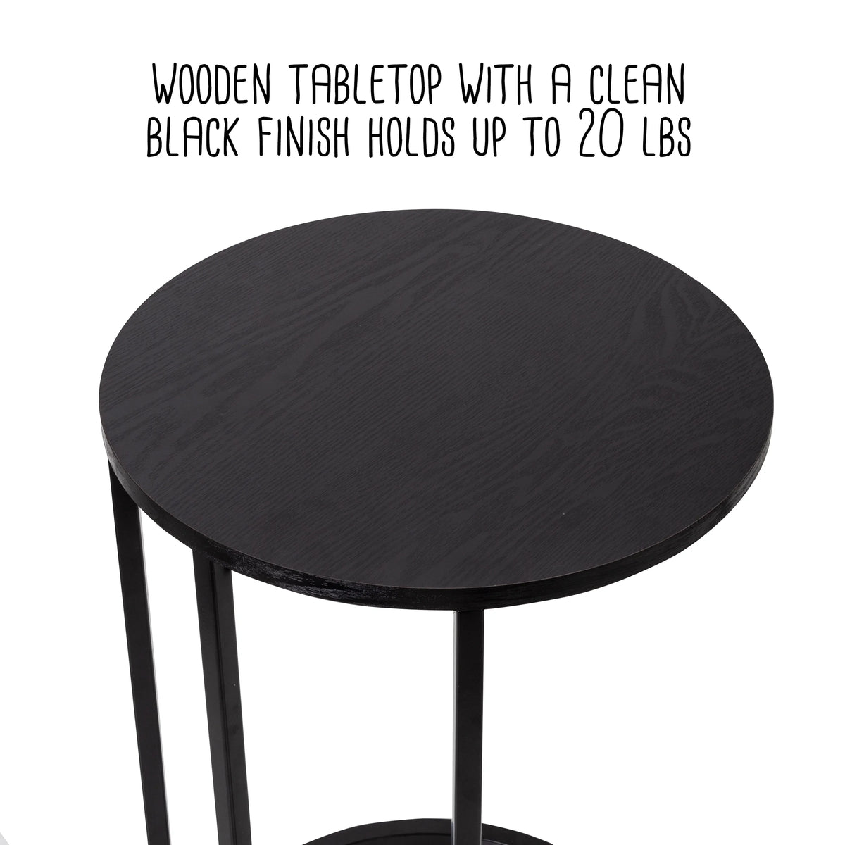Black Wood and Metal Round End Table V290188