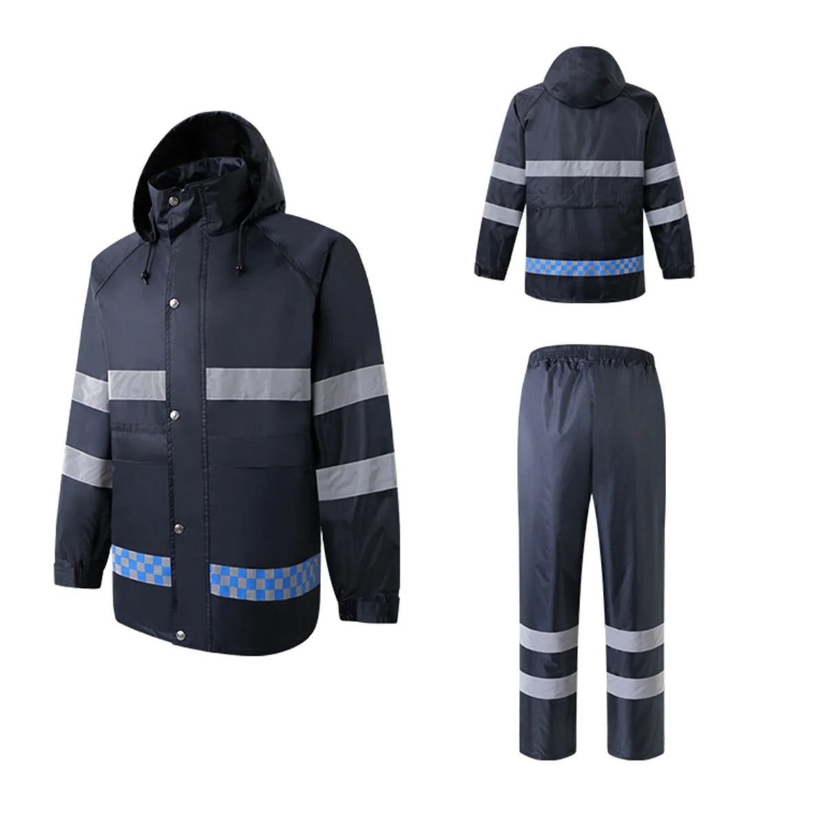 High Visibility Reflective Waterproof Raincoat Suits Rain Gear Motorcycle Cycling Rain Poncho Jacket Hooded Rainwear Four Season XXL X787436