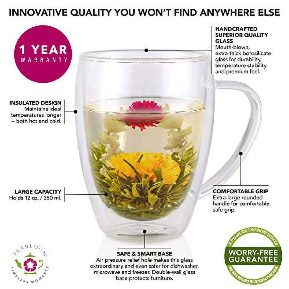 Set of 4 Double Wall Glass Tea Cups K862