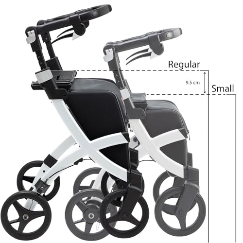 Upright Rollator Walker with seat, Lightweight Folding Walker with Large Shopping Bag S5343