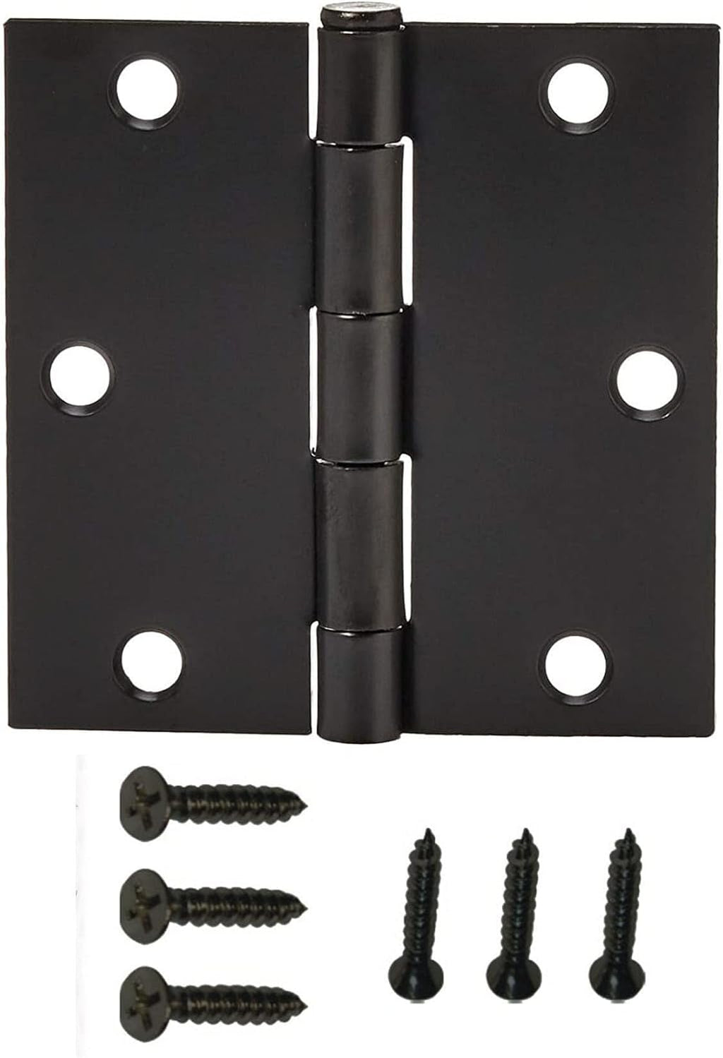 100 Pack Steel Door Hinge, 3.5" Square Corner, Satin Nickel, Removable Pin, with Screws L724089