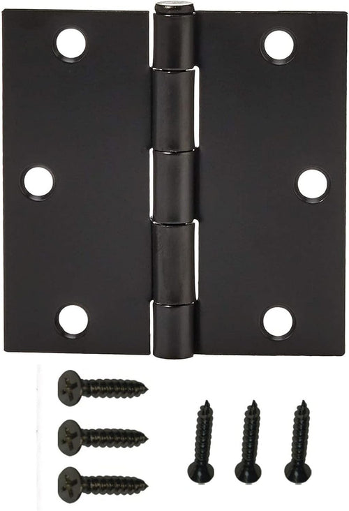 100 Pack Steel Door Hinge, 3.5" Square Corner, Satin Nickel, Removable Pin, with Screws L724089