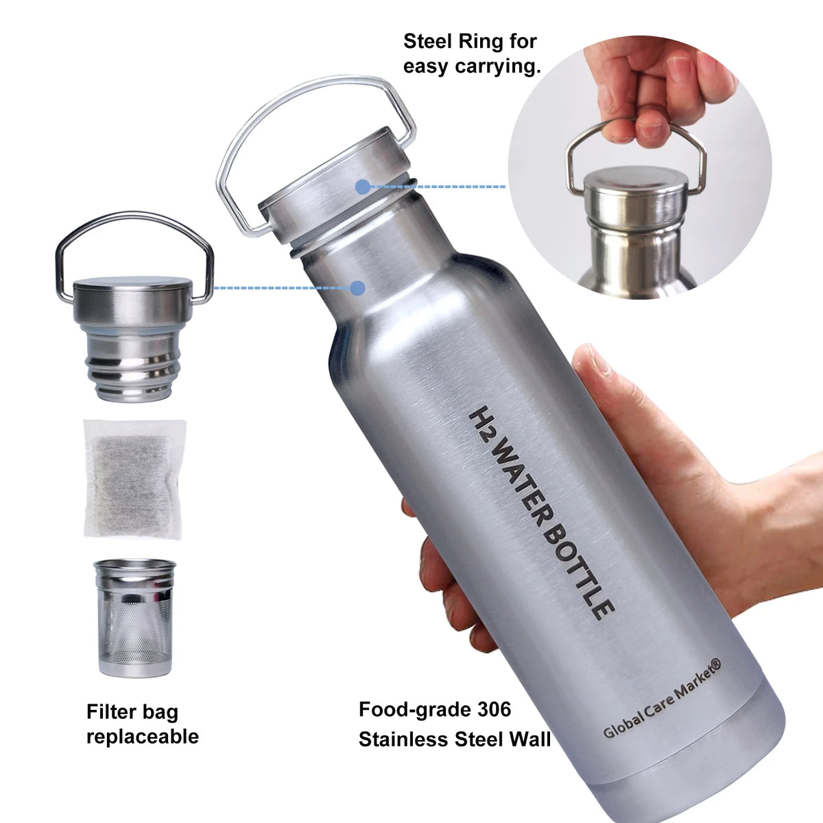 Insulated Stainless Steel Hydrogen Water Bottle with Filter R47731