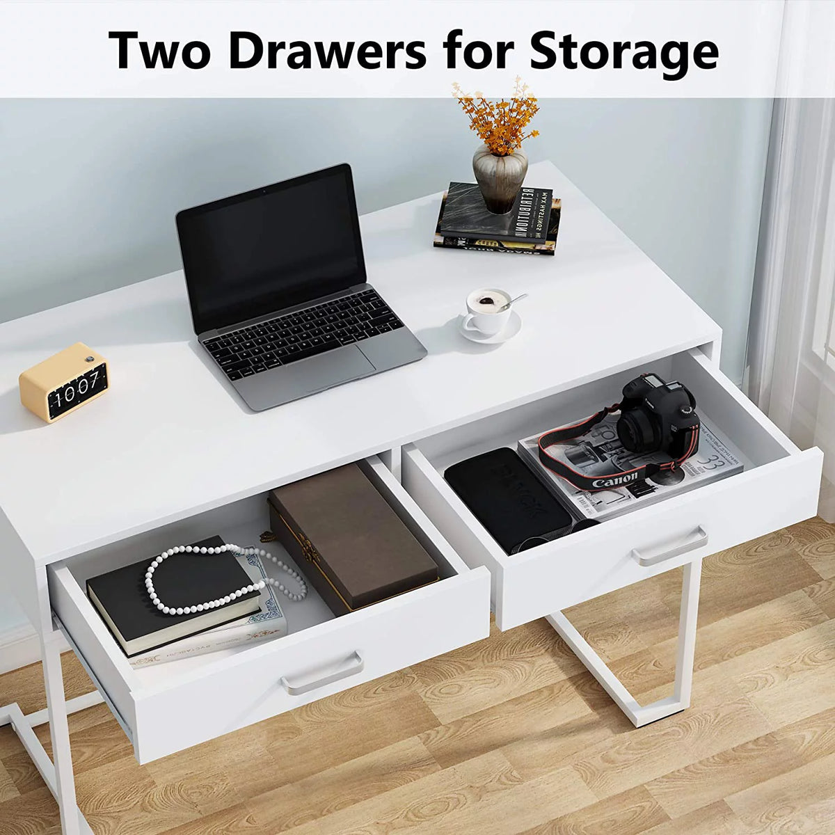 White Computer Desk with Drawers B624045