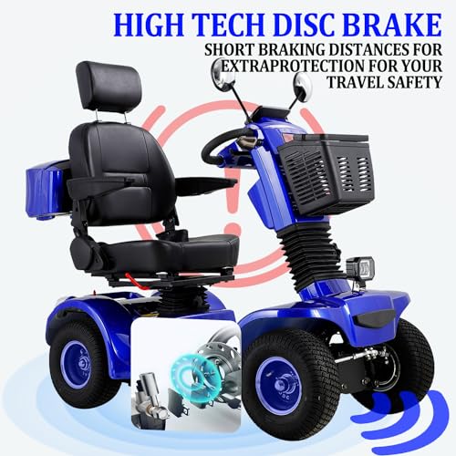 4 Wheel 500lbs Capacity Electric Powered Mobility Scooter with Adjustable Seat and Rear Basket N944330