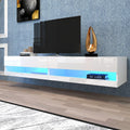White 80" Wall Mounted Floating TV Stand with LED U686244