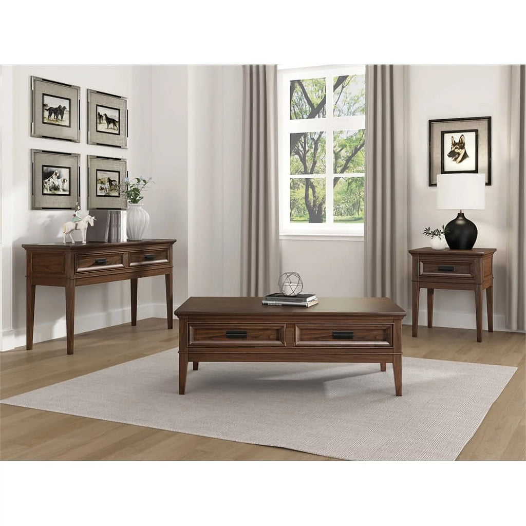 Brown Cherry 2 Drawer Wood Coffee Table D852592