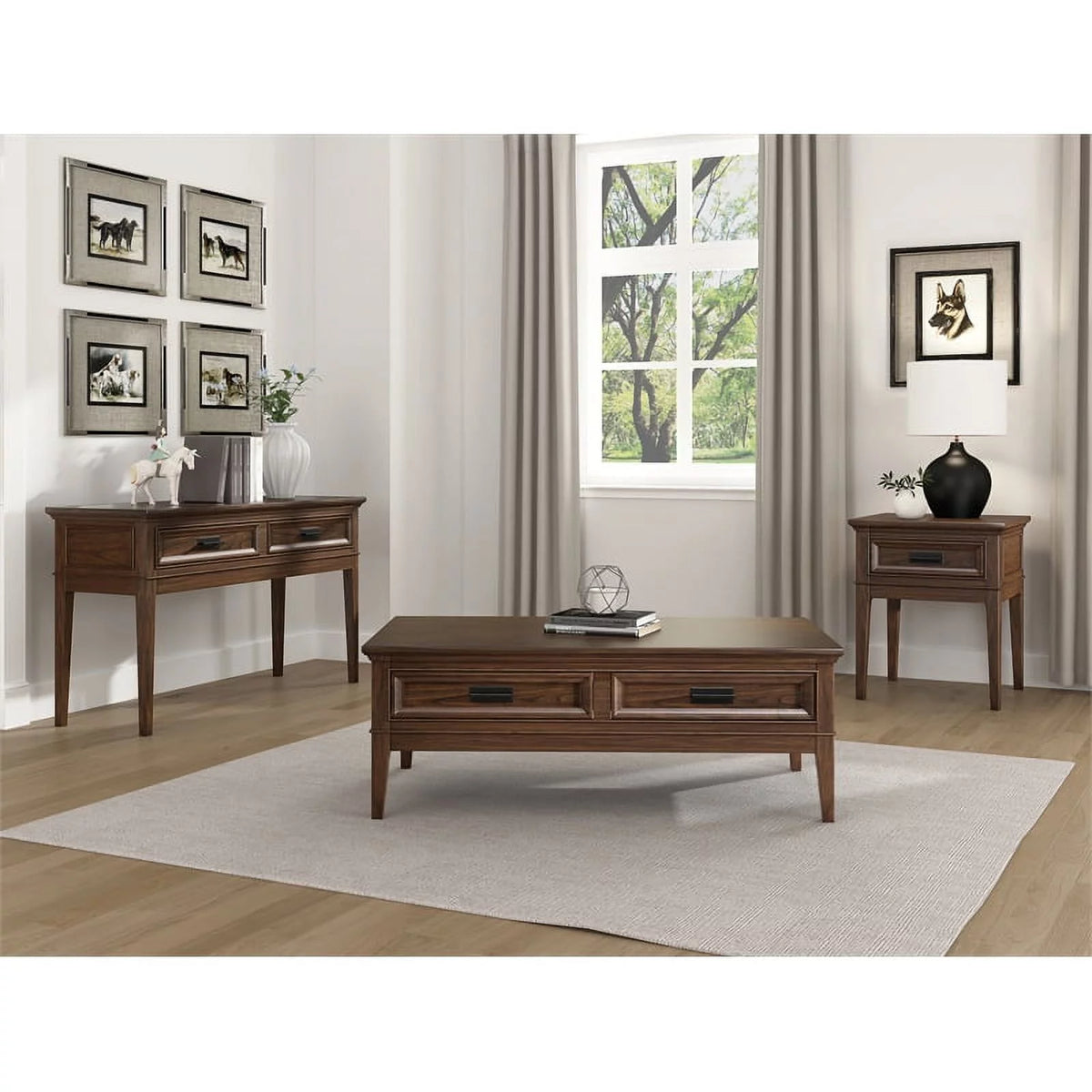 Brown Cherry 2 Drawer Wood Coffee Table D852592