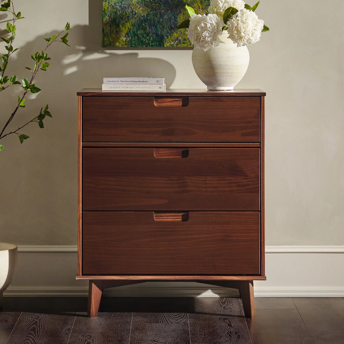 Solid Wood Walnut 3-Drawer Dresser T631