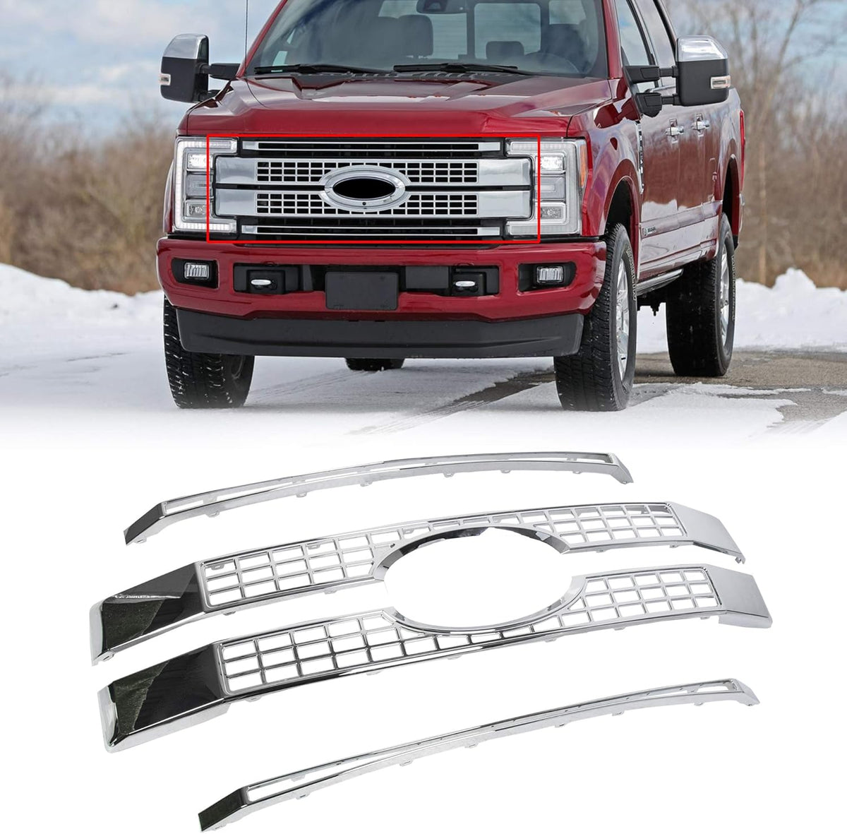 Chrome Front Hood Bumper Grille 4PCS J8184