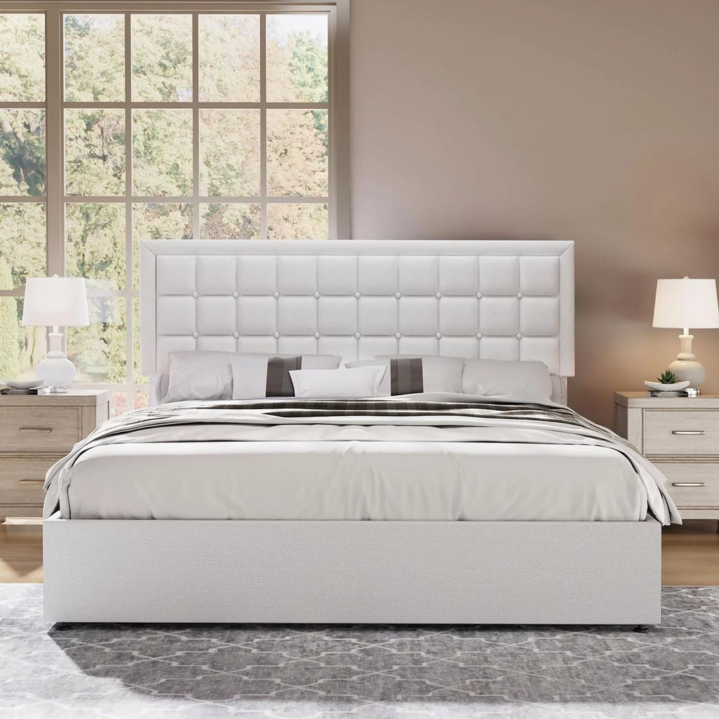 King Size Lift Up Storage Upholstered Platform Bed Frame K929464